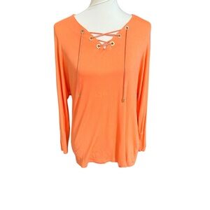 Calvin Klein Orange Lace-Up Women's Top Size S